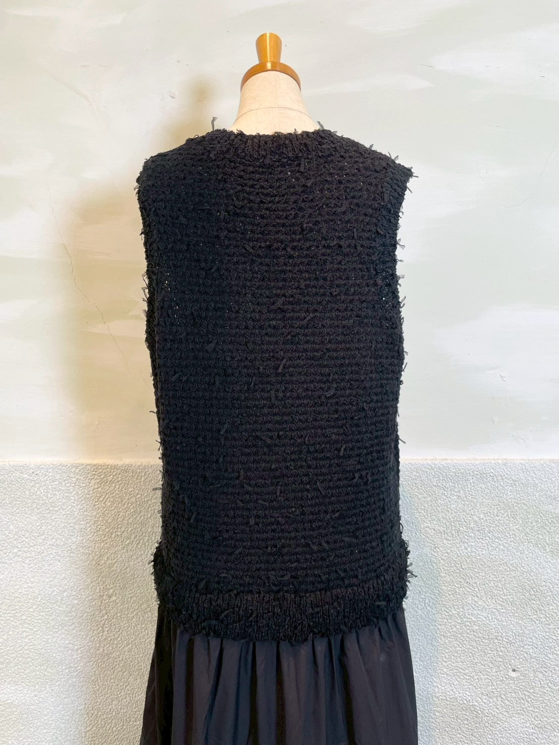 【EN'DAY】ニット×ティアード ワンピース Black×Black