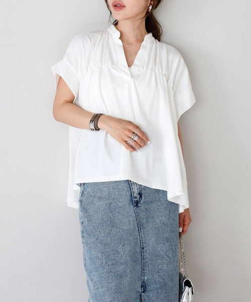 【botanical】シャーリングスキッパートップス