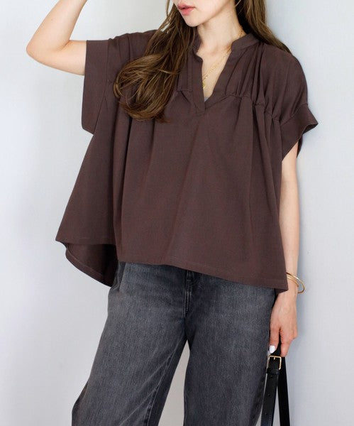 【botanical】シャーリングスキッパートップス