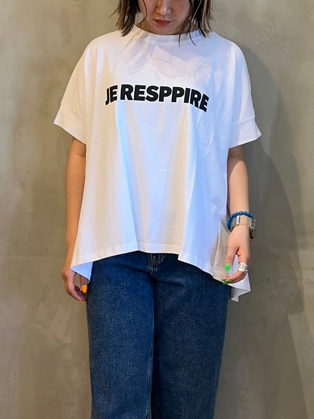【botanical】コットンラウンドヘムプリントTEE