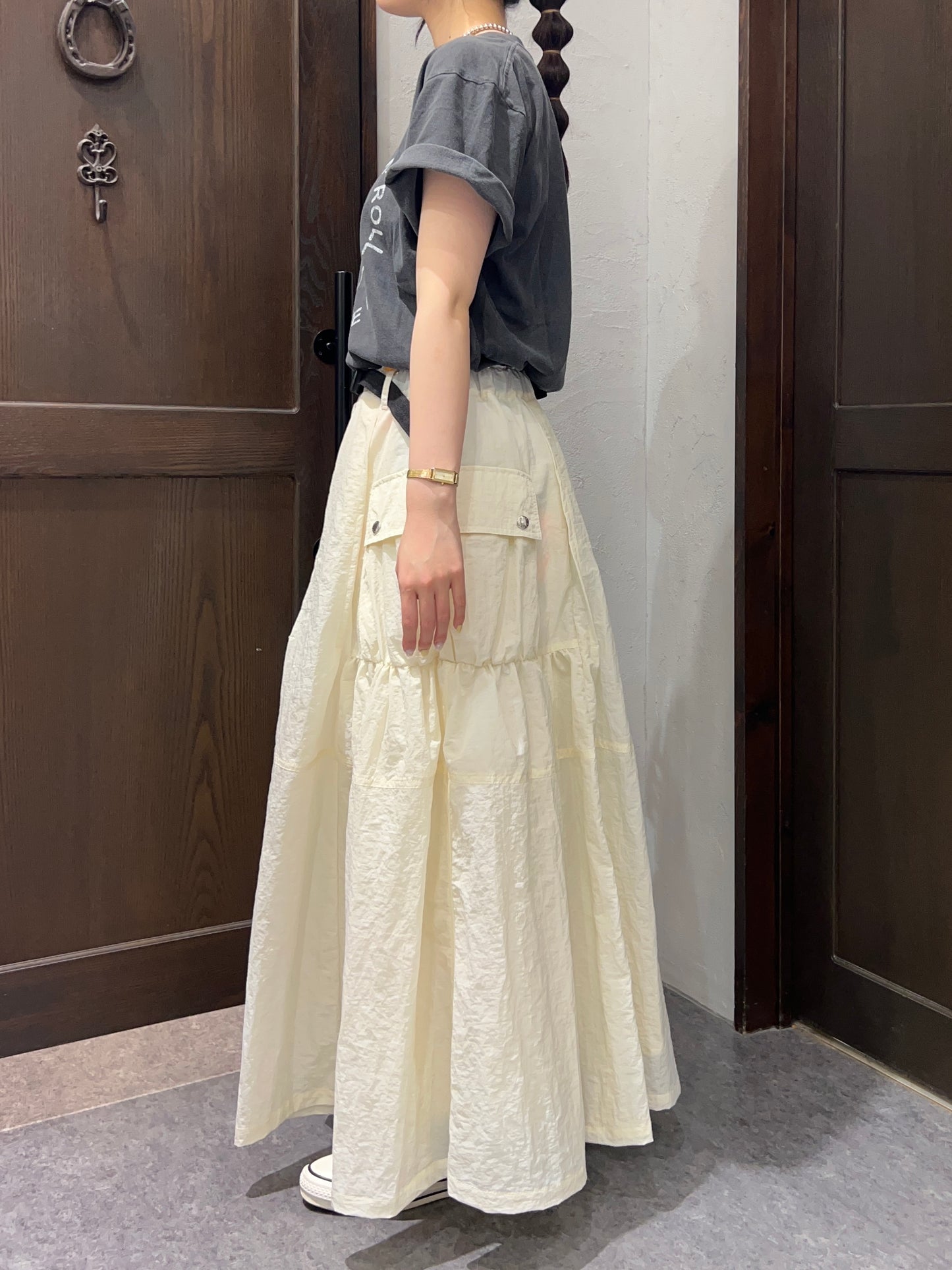 【USU GALLERY】USU GALLERYナイロンフレアスカート