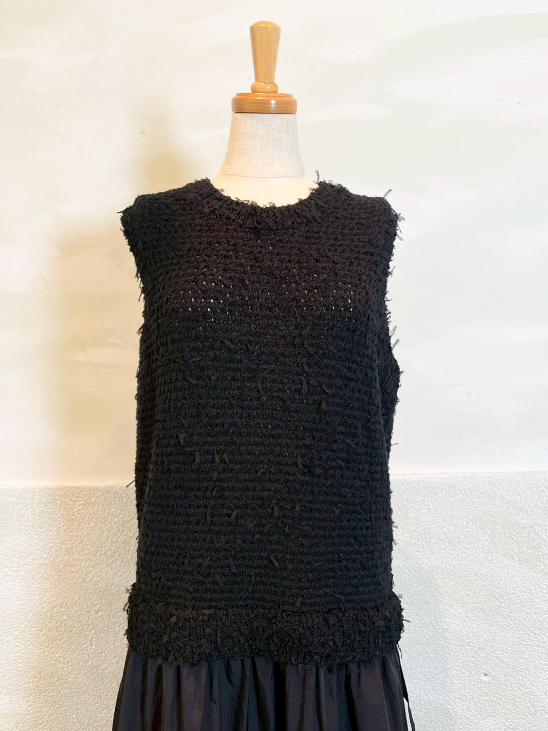 【EN'DAY】ニット×ティアード ワンピース Black×Black