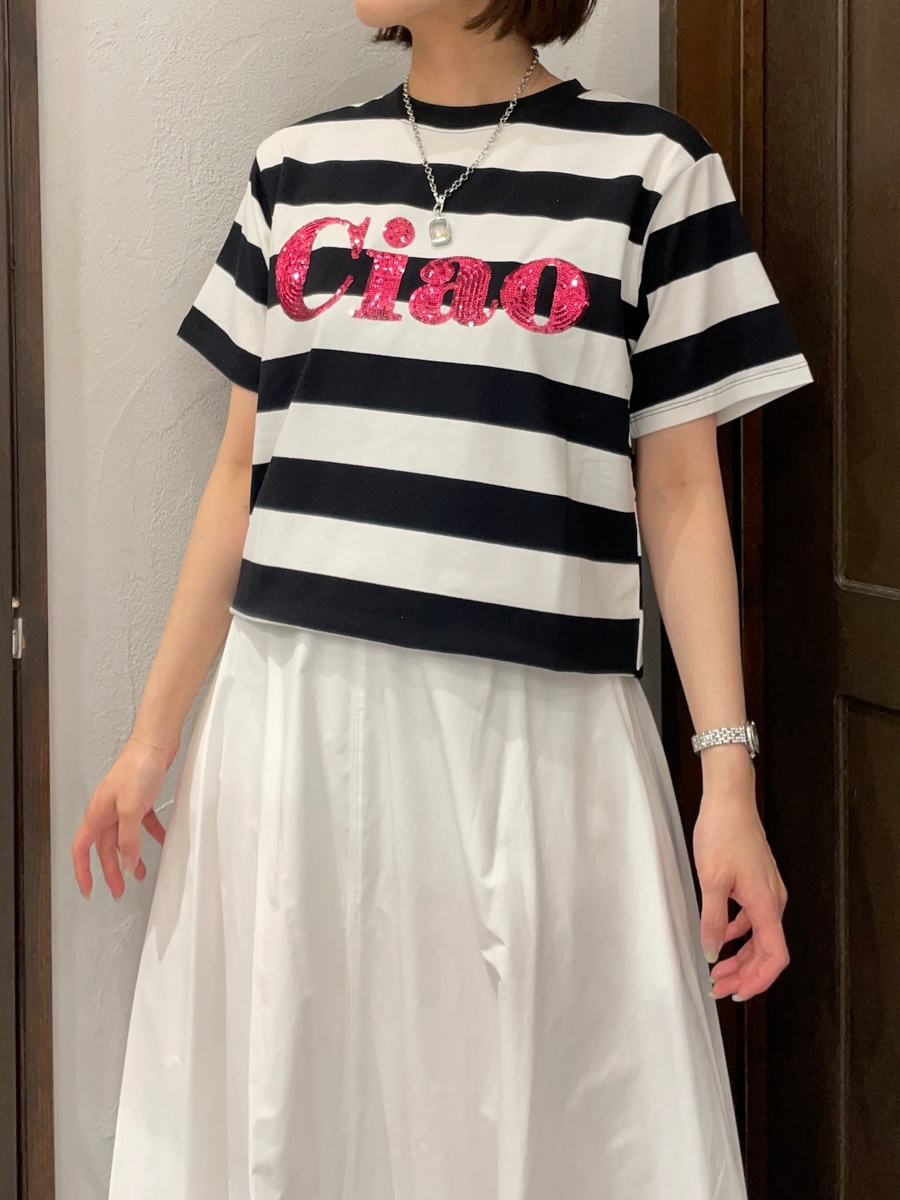 【MICALLE MICALLE】CIAOボーダーTシャツ