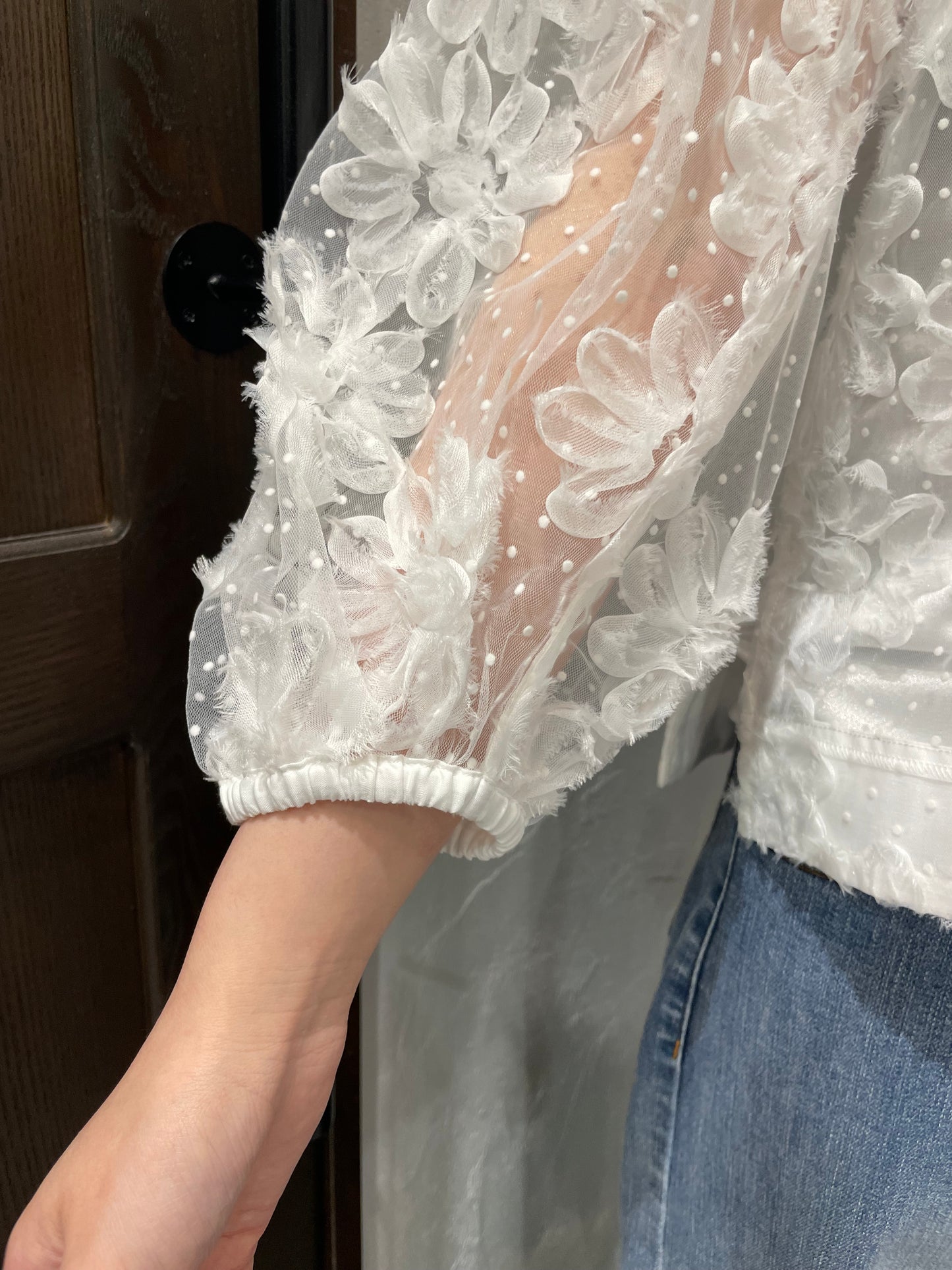 【TORAZZO DONNA】フラワードットシアーブラウス
