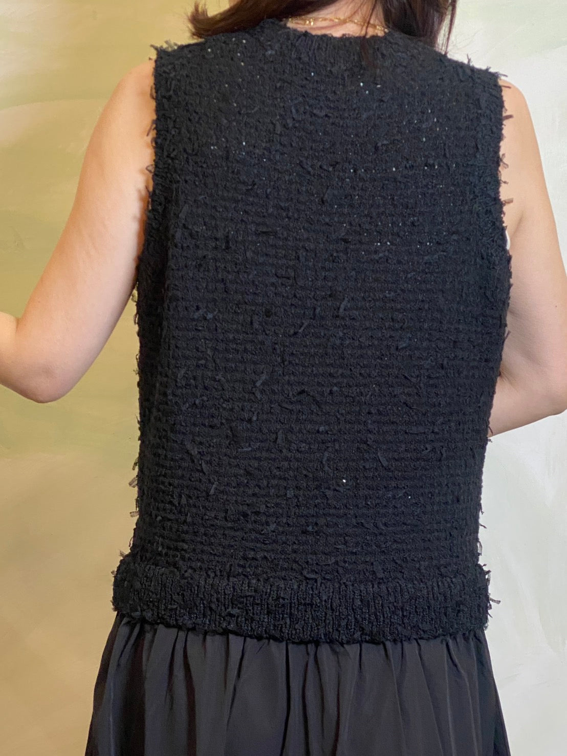 【EN'DAY】ニット×ティアード ワンピース Black×Black