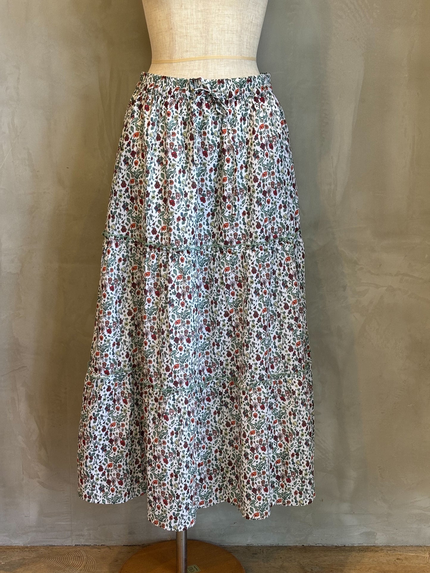 【botanical】コットンボイル花柄プリントギャザースカート