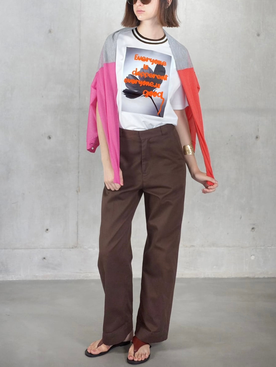【EN'DAY】アートプリント×コード刺繍 Tシャツ