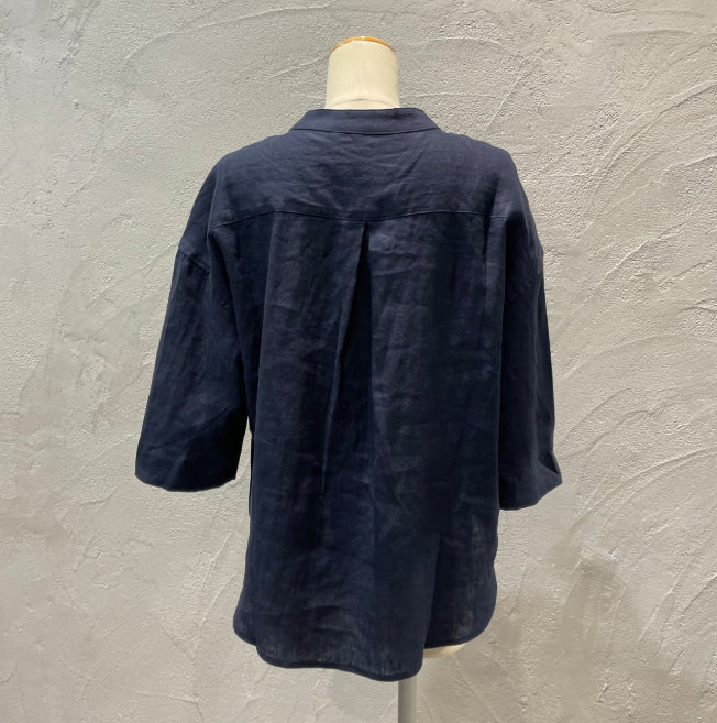 【Swarm】麻スタンド前開きシャツ