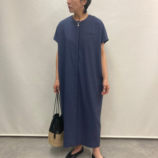 mizuiro ind /クルーネックフロントフライロングジレ