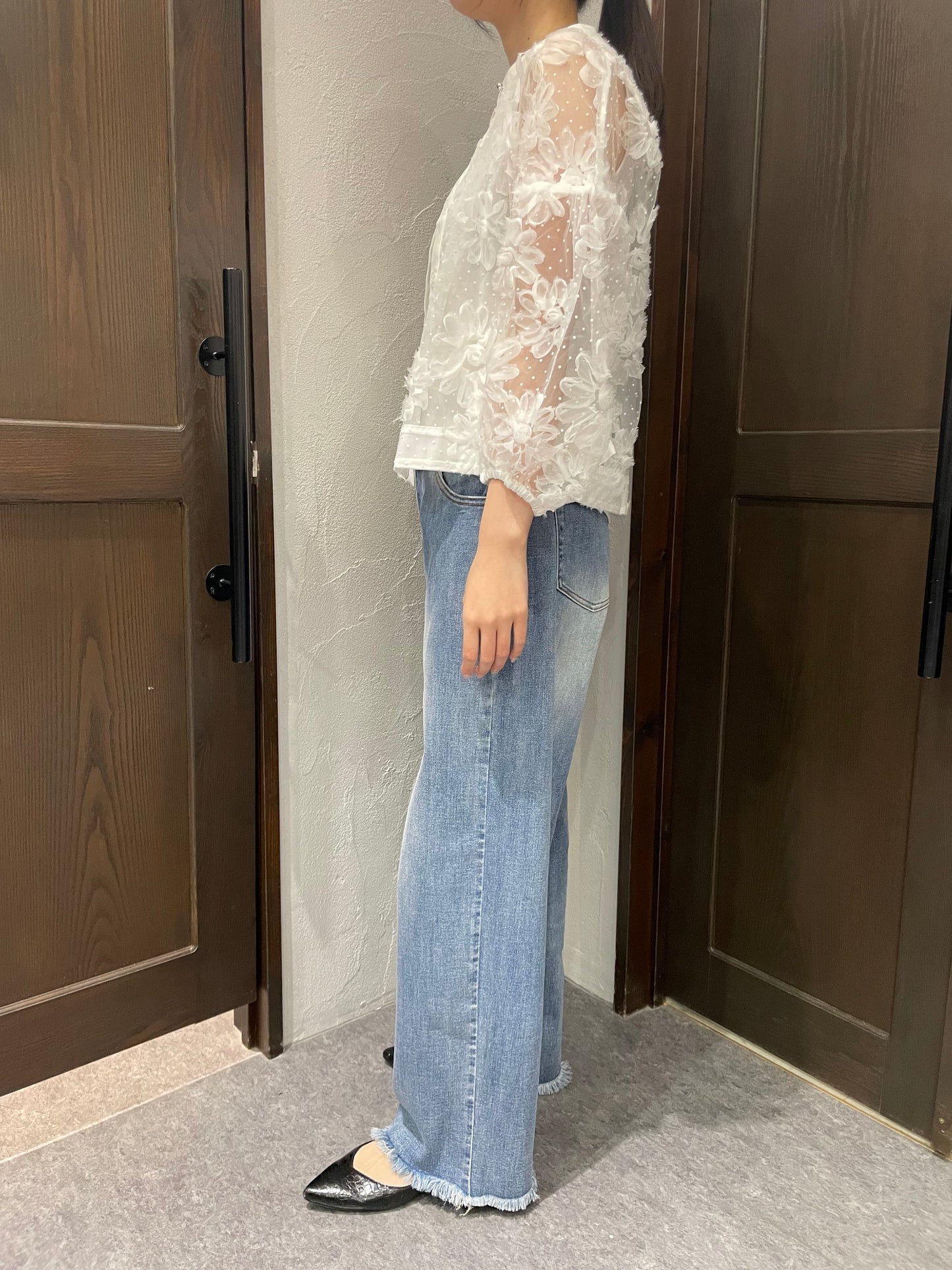 【TORAZZO DONNA】フラワードットシアーブラウス