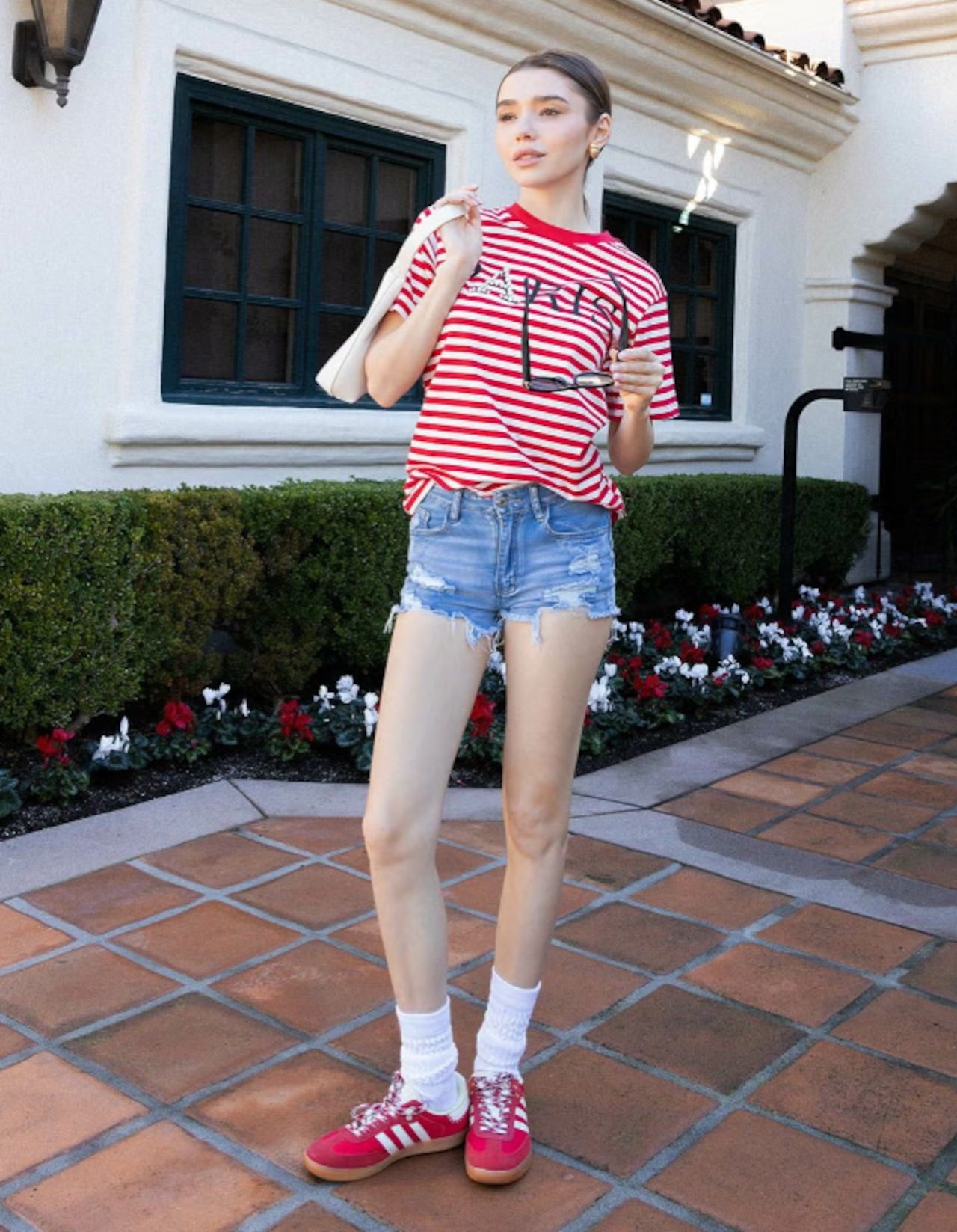 【MICALLE MICALLE】PARIS PEARL BORDER T-SHIRT