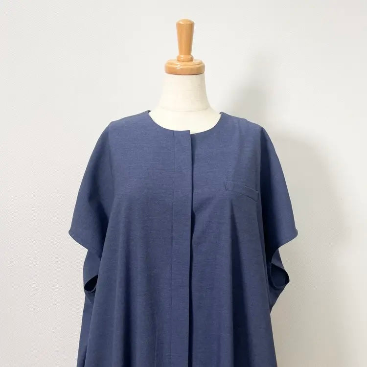 mizuiro ind /クルーネックフロントフライロングジレ
