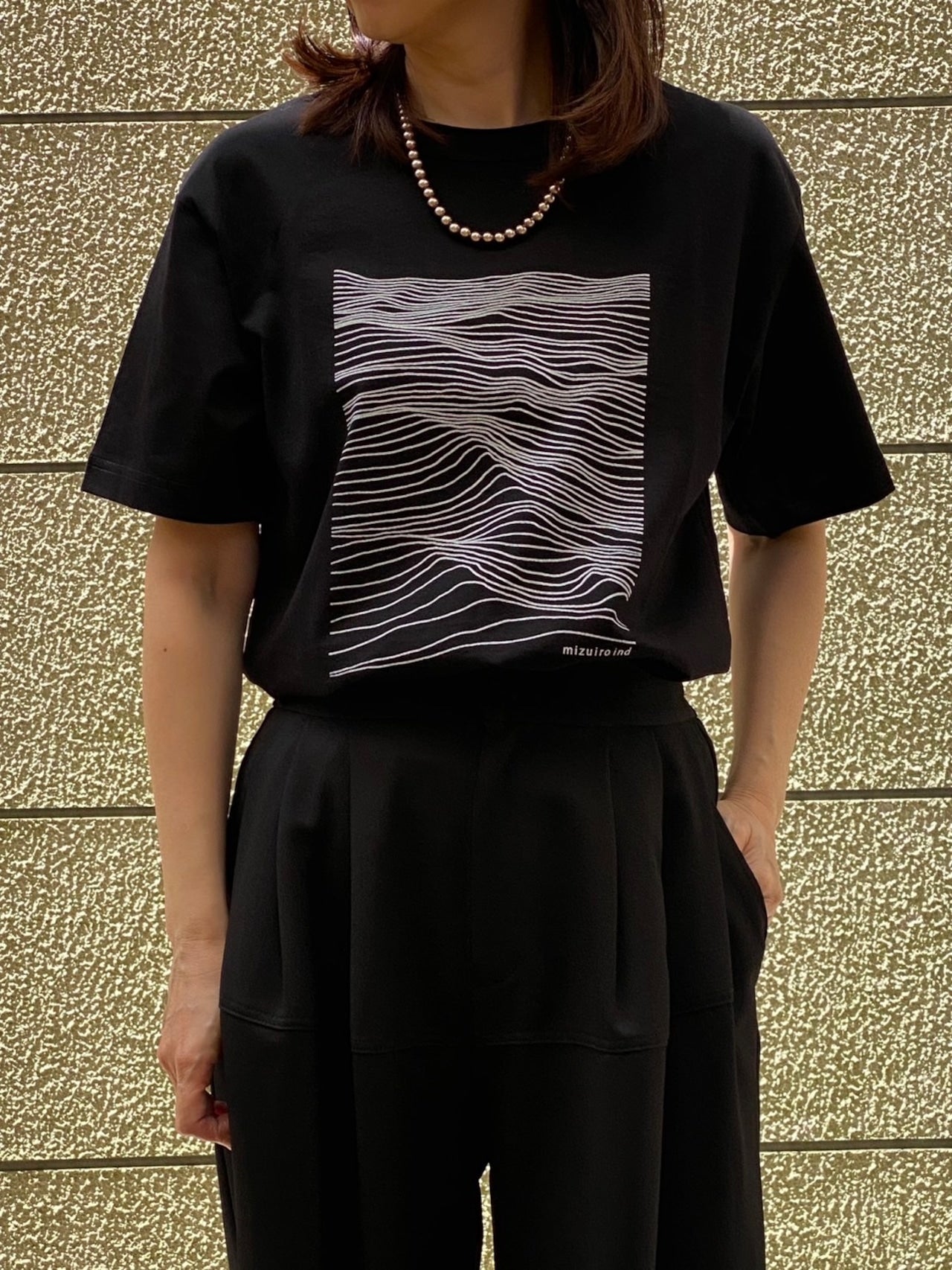 【mizuiro ind】 surface water print Teeカットソー