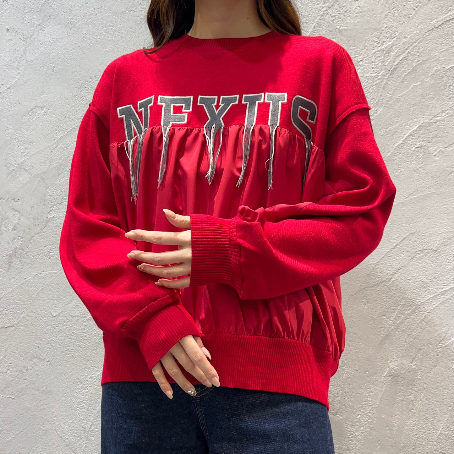 【MARECHAL TERRE】フリンジロゴ刺繍ニット