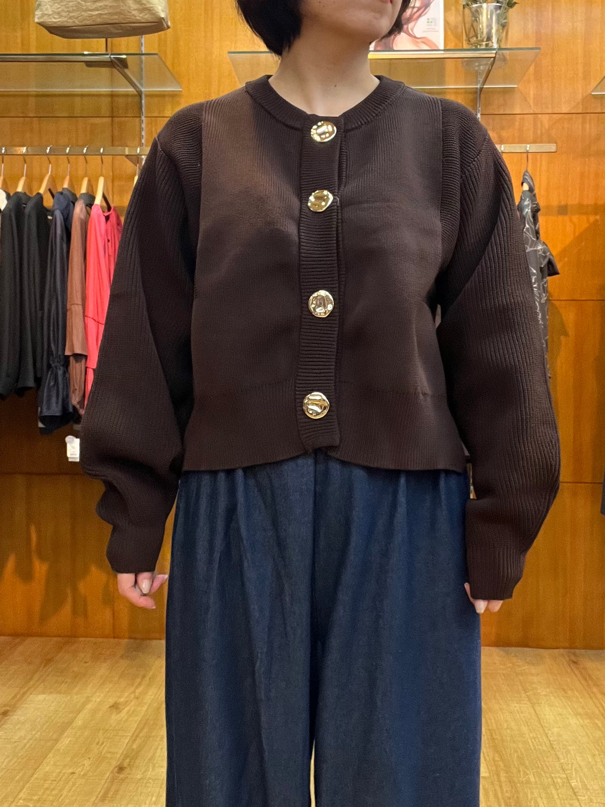【botanical】スポンディッシュBIGボタンクルーネックカーディガン