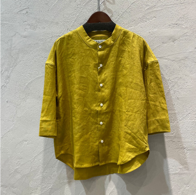 【Swarm】麻スタンド前開きシャツ