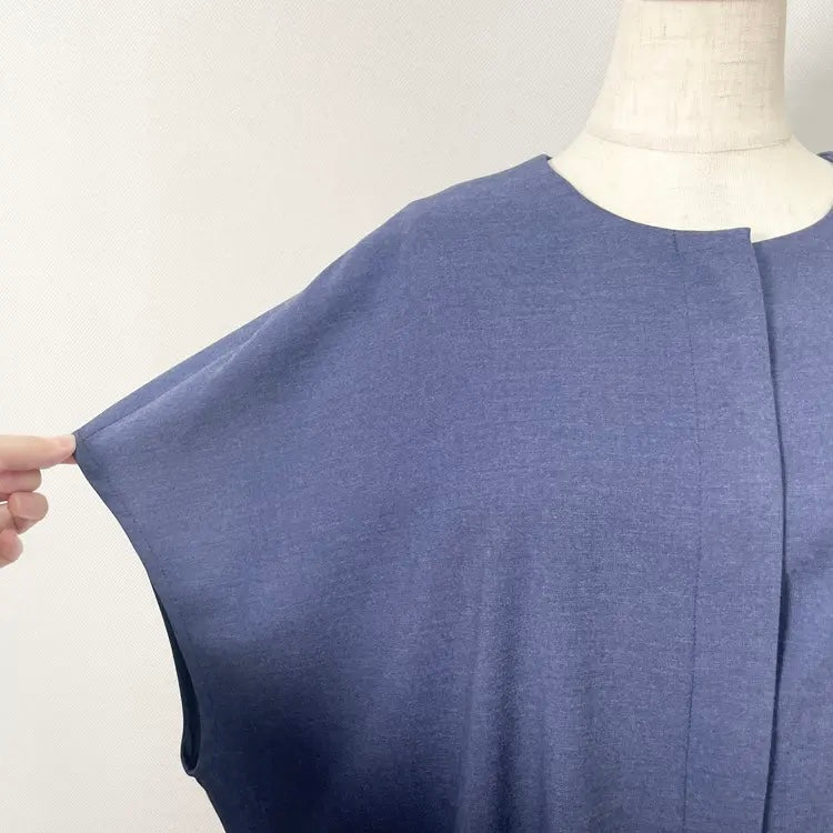 mizuiro ind /クルーネックフロントフライロングジレ