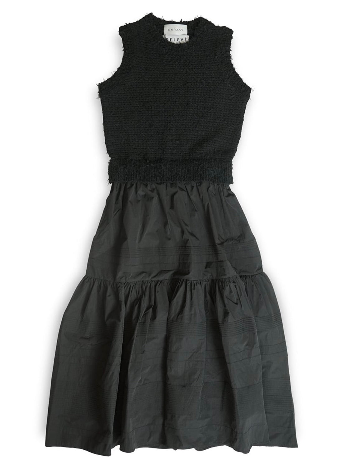 【EN'DAY】ニット×ティアード ワンピース Black×Black
