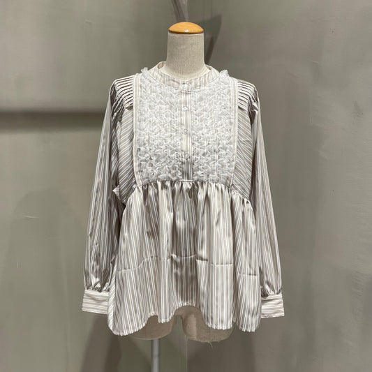 【TORRAZZO DONNA】メッシュフリルブラウス