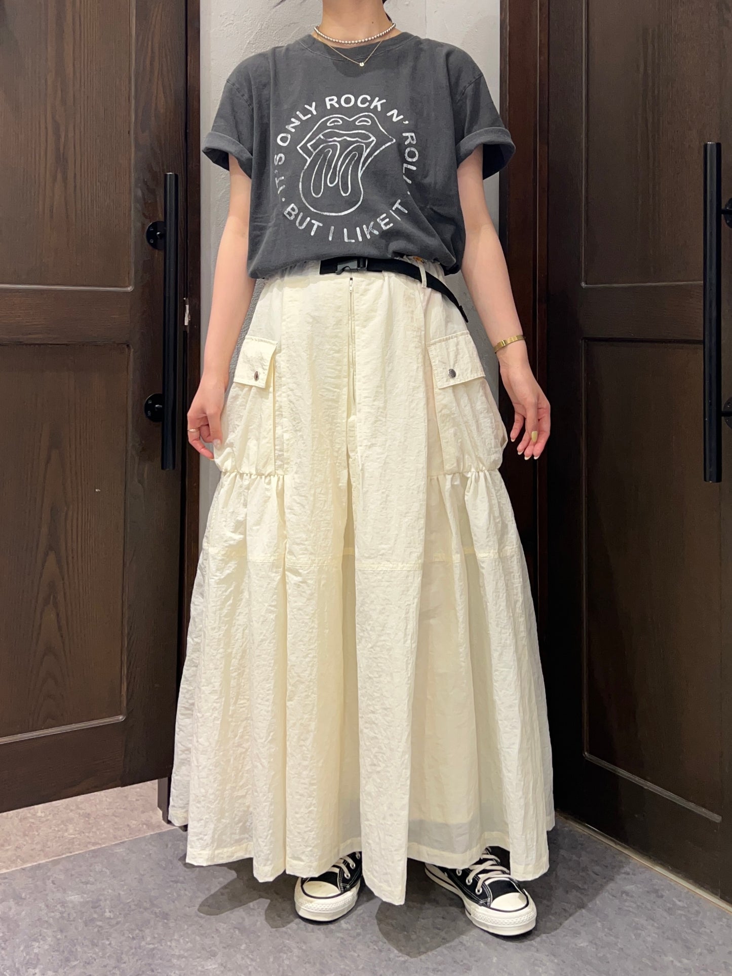 【USU GALLERY】USU GALLERYナイロンフレアスカート