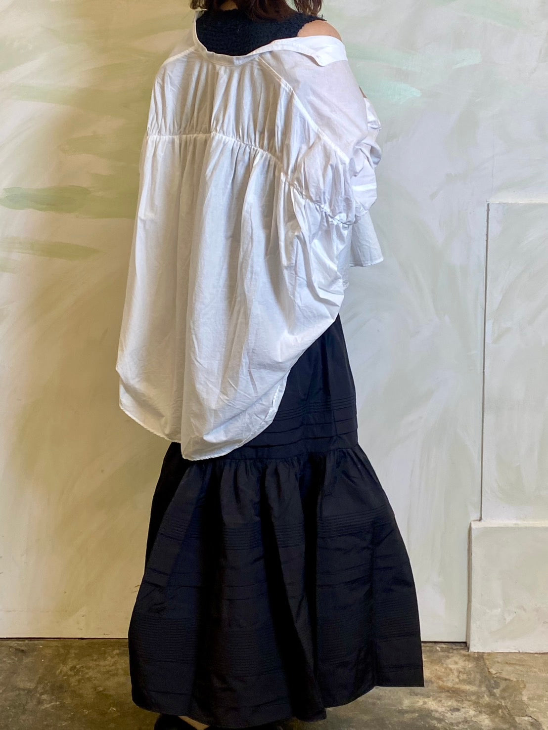【EN'DAY】ニット×ティアード ワンピース Black×Black