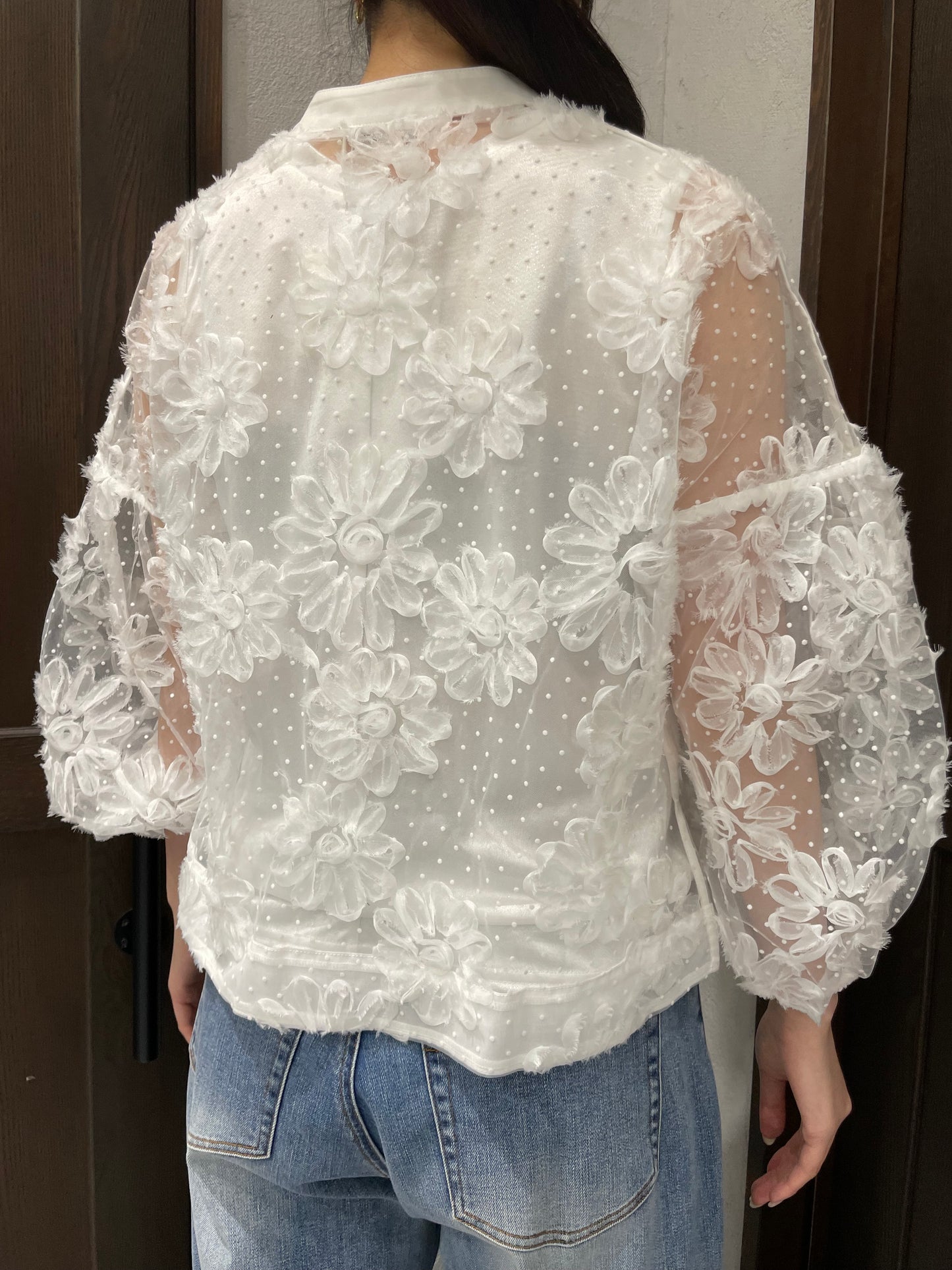 【TORAZZO DONNA】フラワードットシアーブラウス