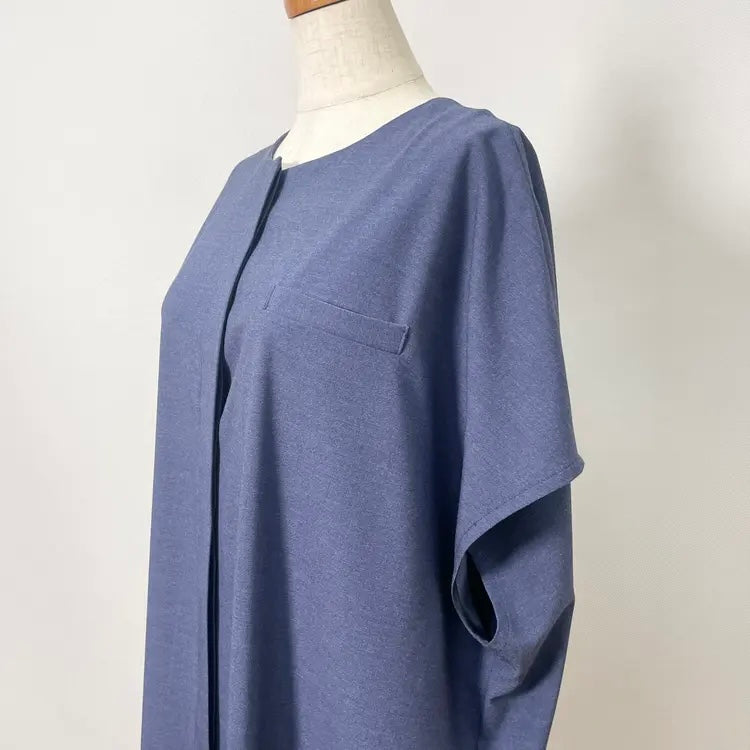 mizuiro ind /クルーネックフロントフライロングジレ