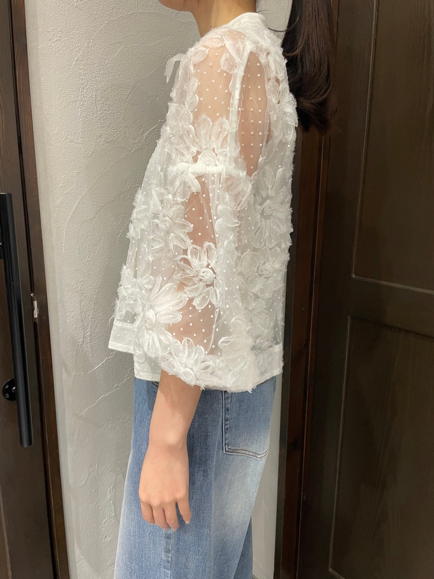【TORAZZO DONNA】フラワードットシアーブラウス