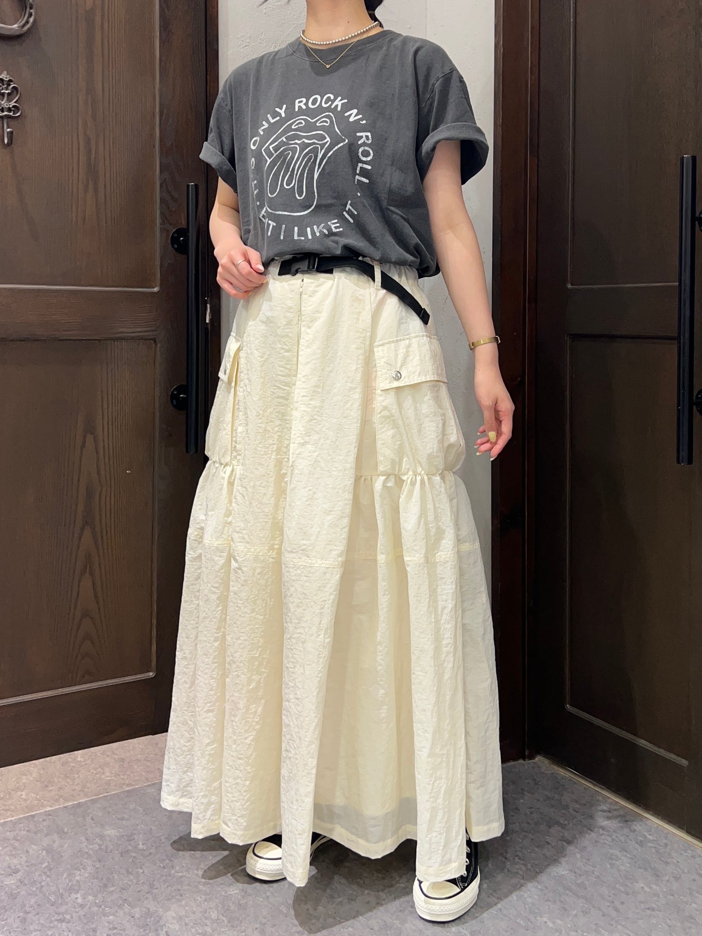 【USU GALLERY】USU GALLERYナイロンフレアスカート