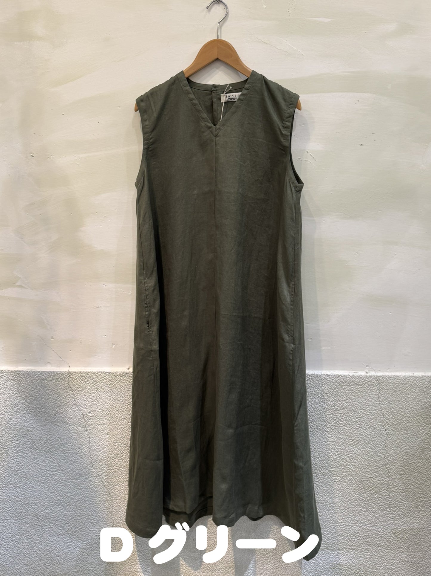 【Swarm】リネンノースリーブロングワンピース