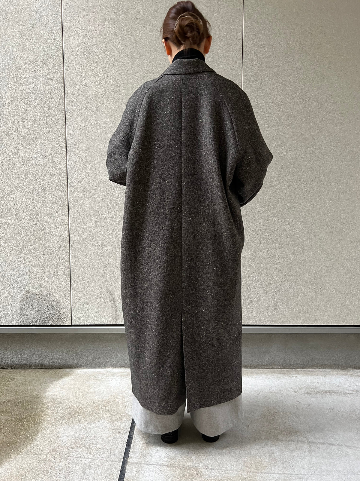 【QTUME】カラーネップツイード ロングダブルコート