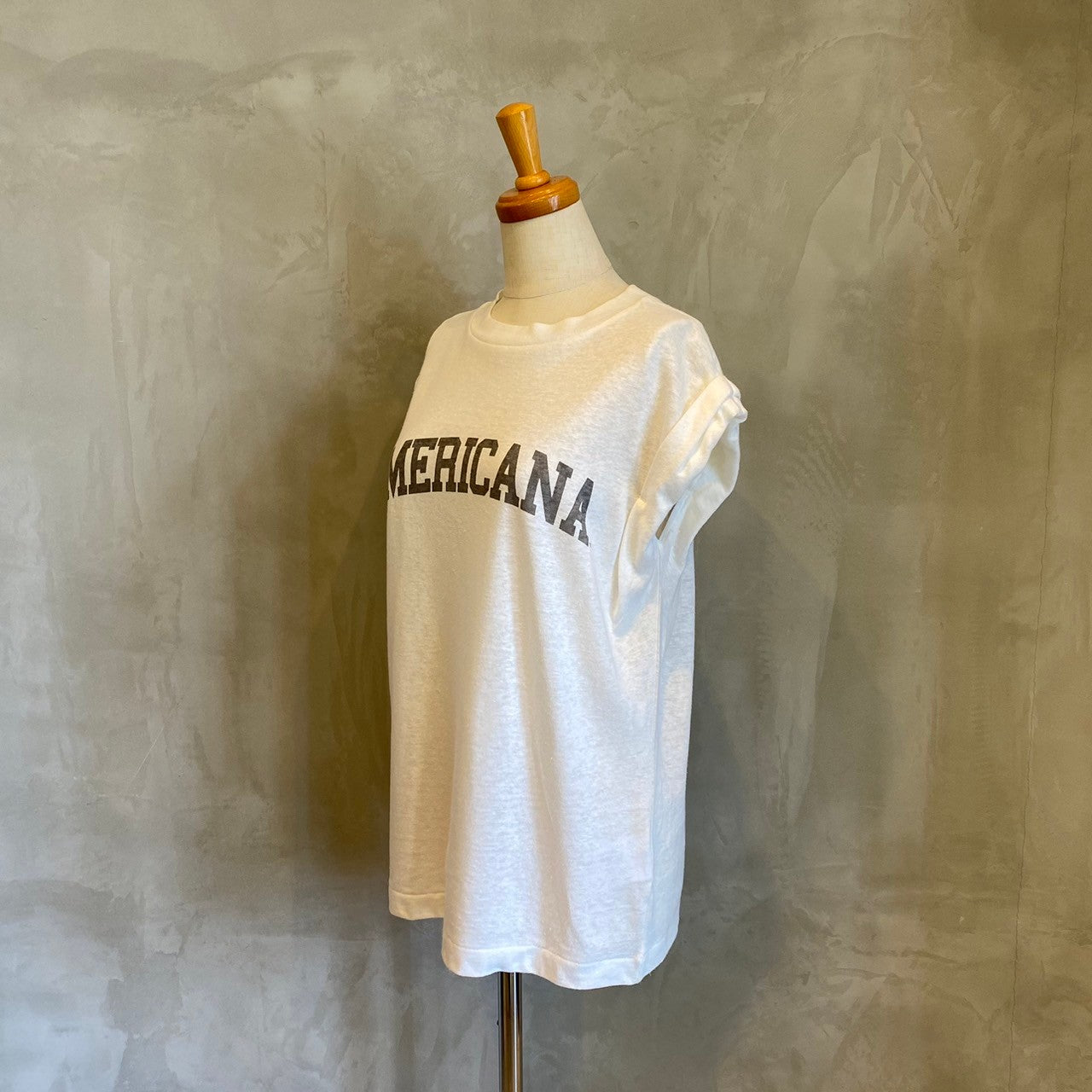 【AMERICANA】コットンリネンスラブフレンチロゴカットソー
