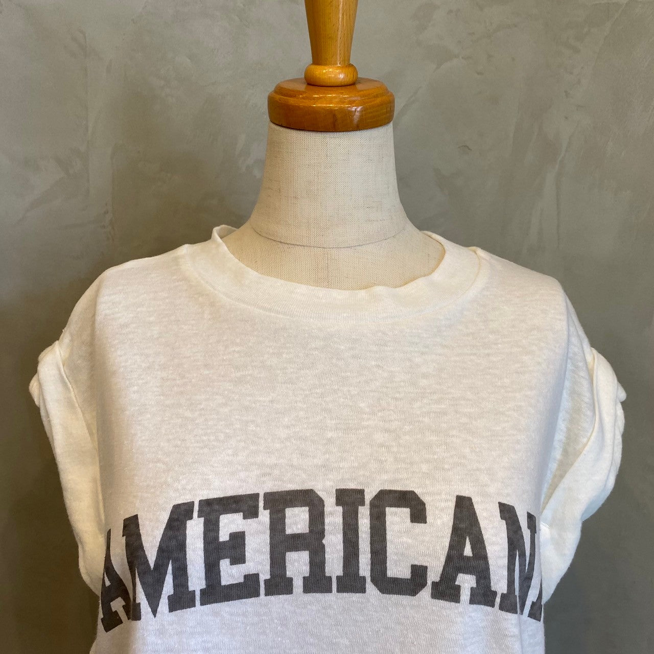 【AMERICANA】コットンリネンスラブフレンチロゴカットソー
