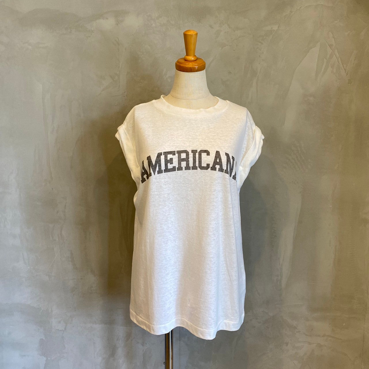 【AMERICANA】コットンリネンスラブフレンチロゴカットソー