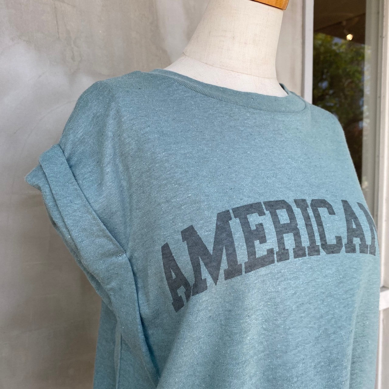 【AMERICANA】コットンリネンスラブフレンチロゴカットソー