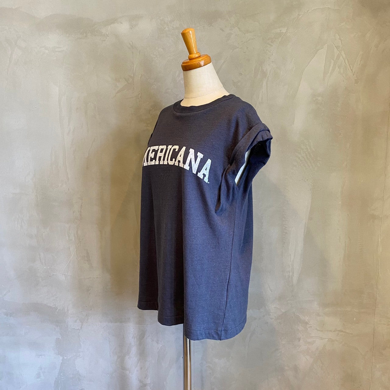 【AMERICANA】コットンリネンスラブフレンチロゴカットソー