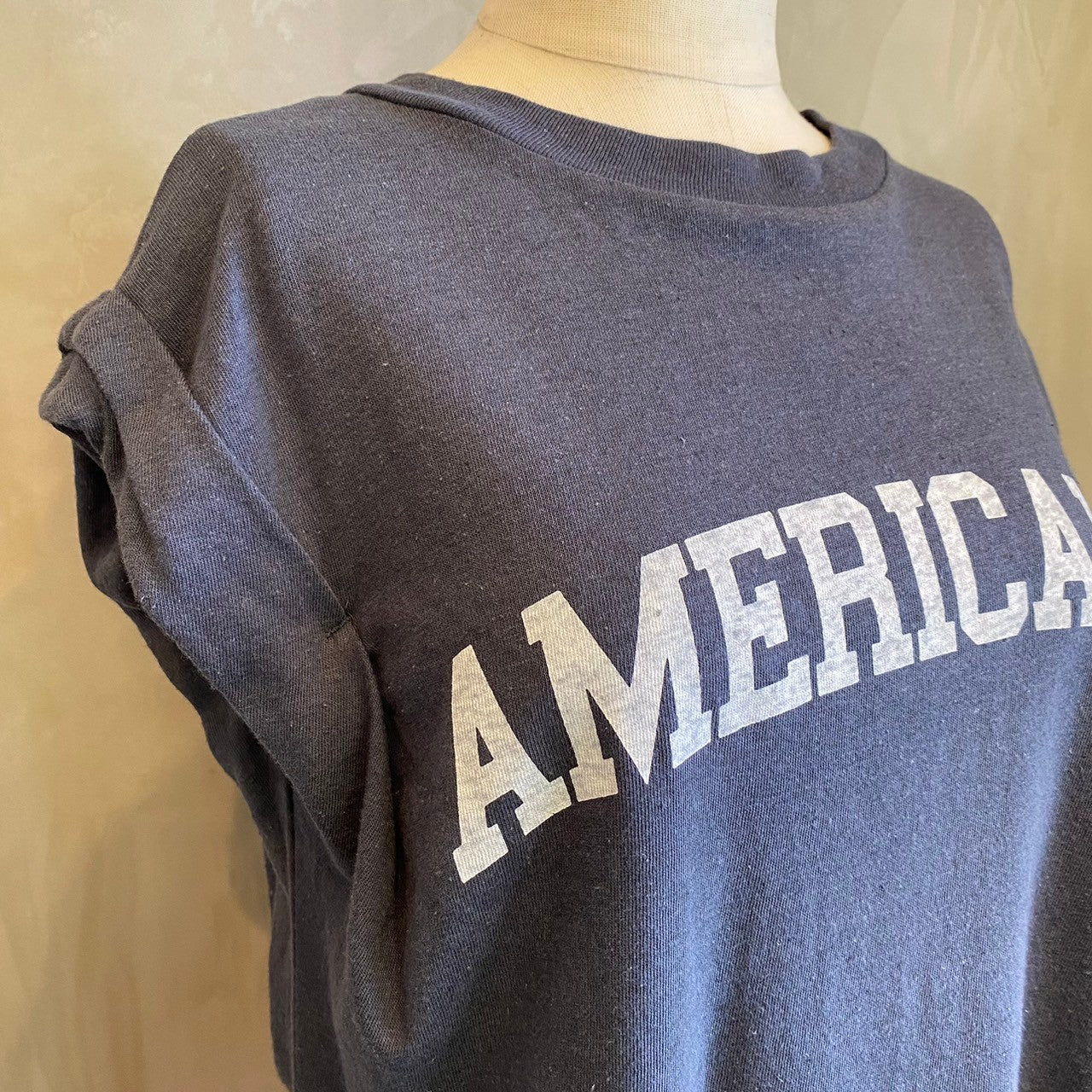 【AMERICANA】コットンリネンスラブフレンチロゴカットソー