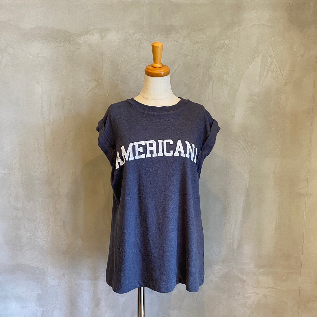 【AMERICANA】コットンリネンスラブフレンチロゴカットソー