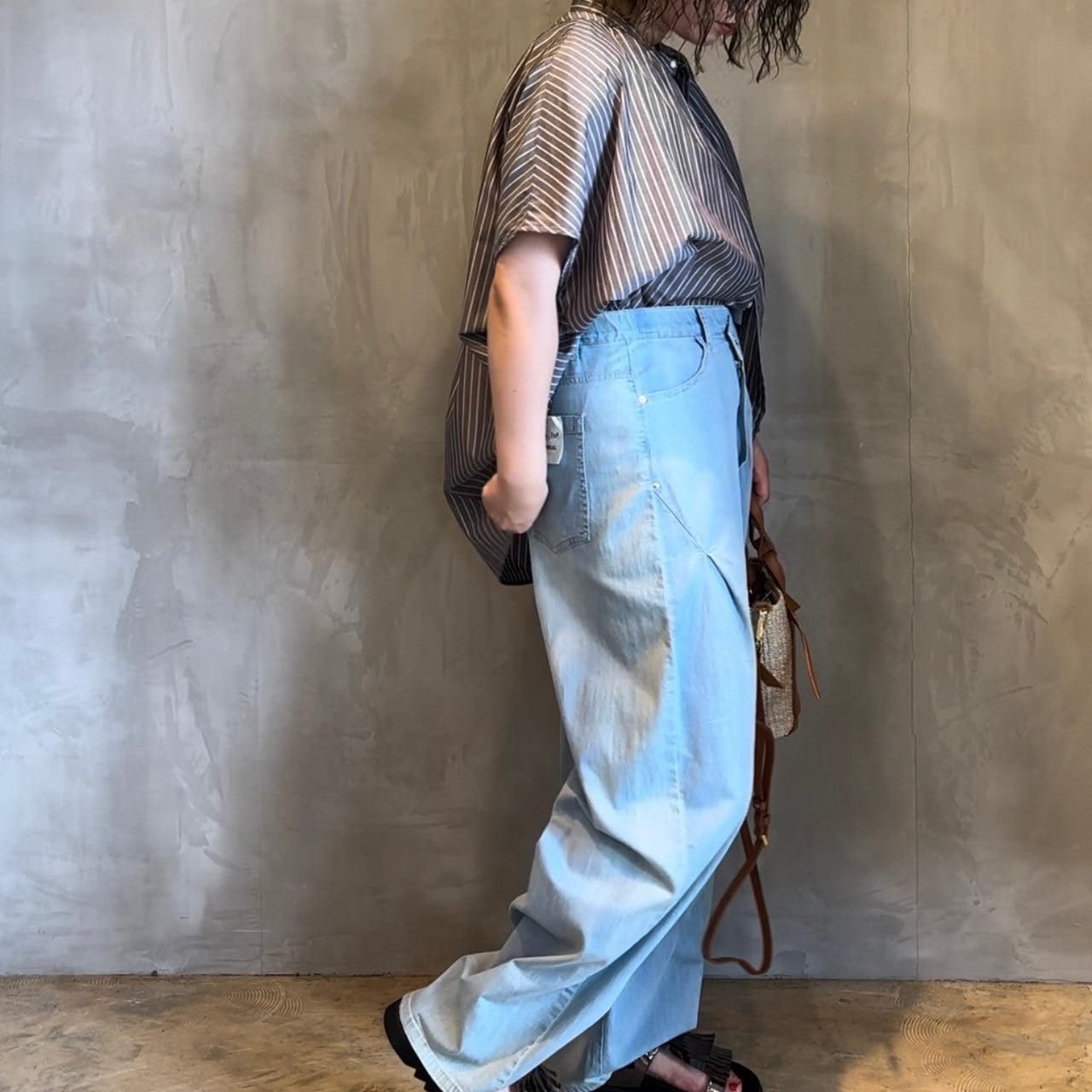 【MANON】ストライプフレンチスリーブビッグアミカルシャツ