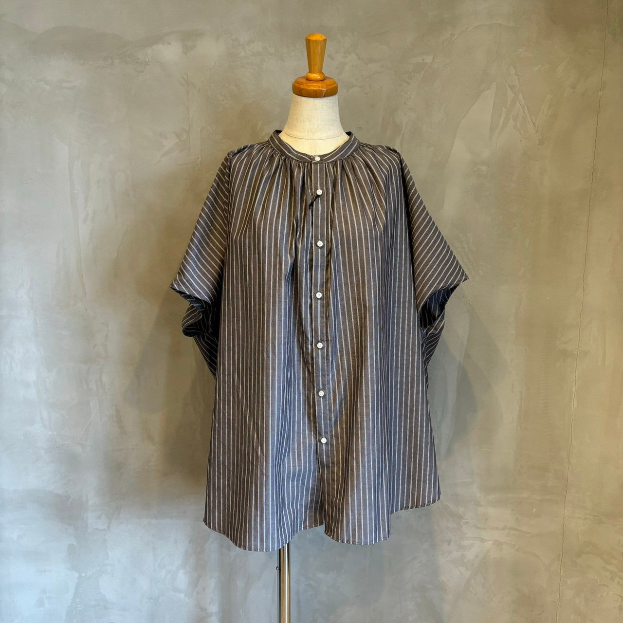 【MANON】ストライプフレンチスリーブビッグアミカルシャツ