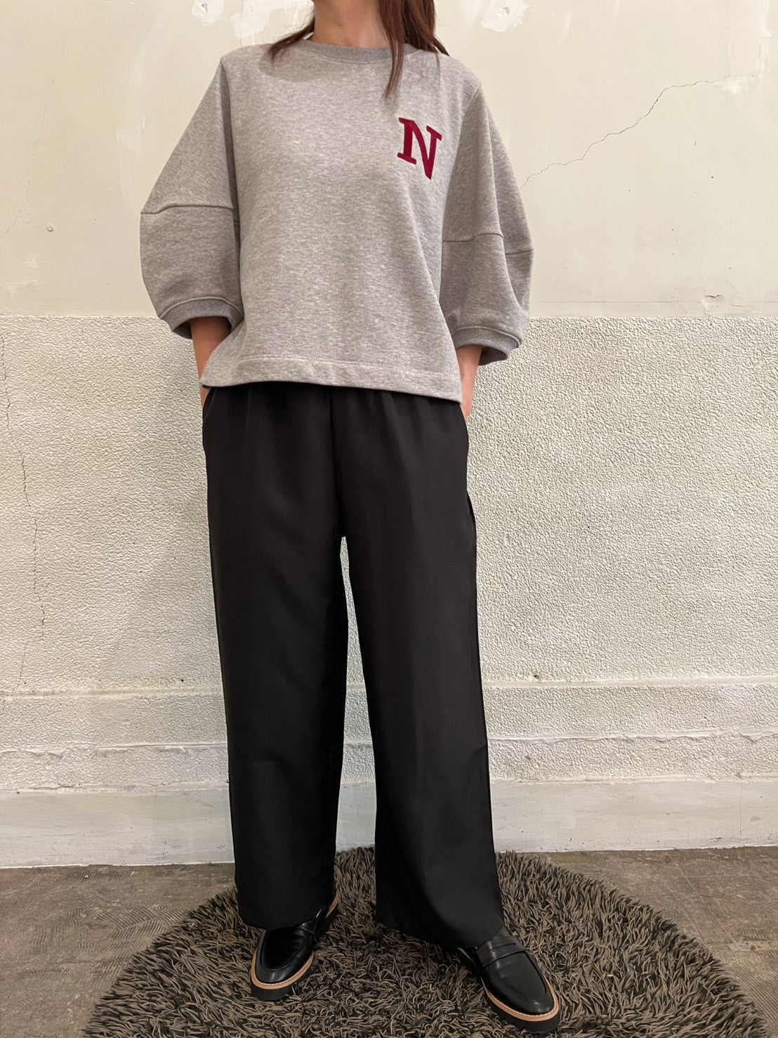 【botanical】シャーリングウエストワイドパンツ