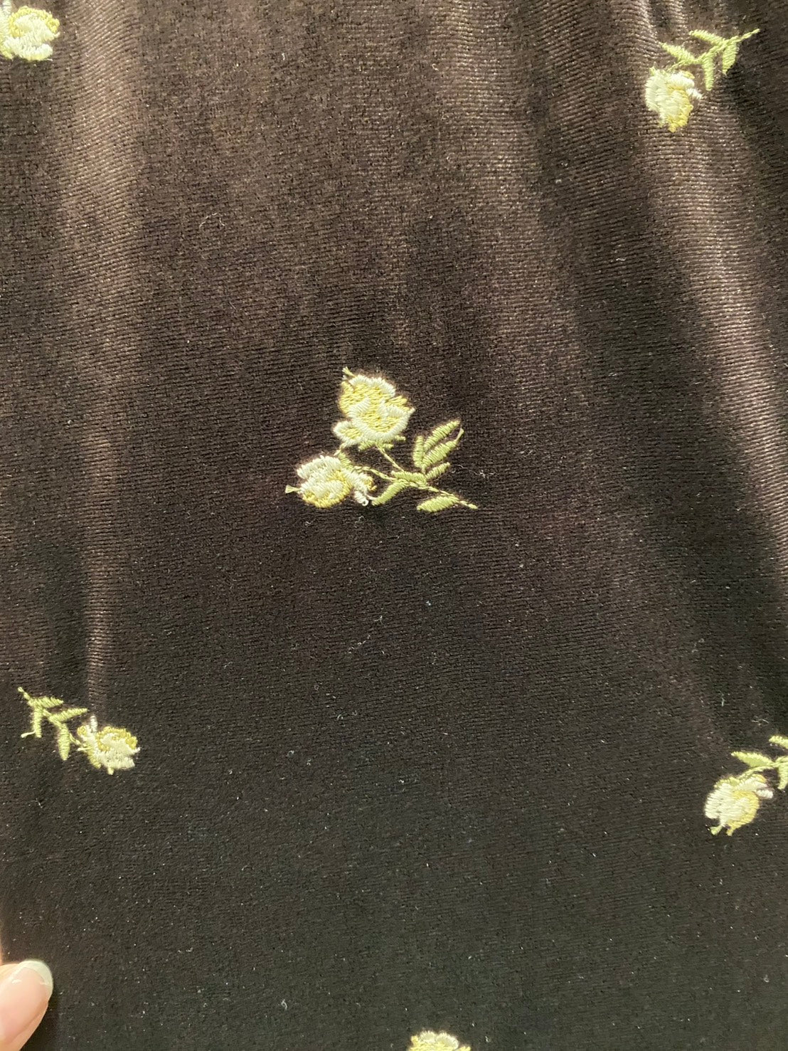 【botanical】小花柄刺繡ベロアパンツ
