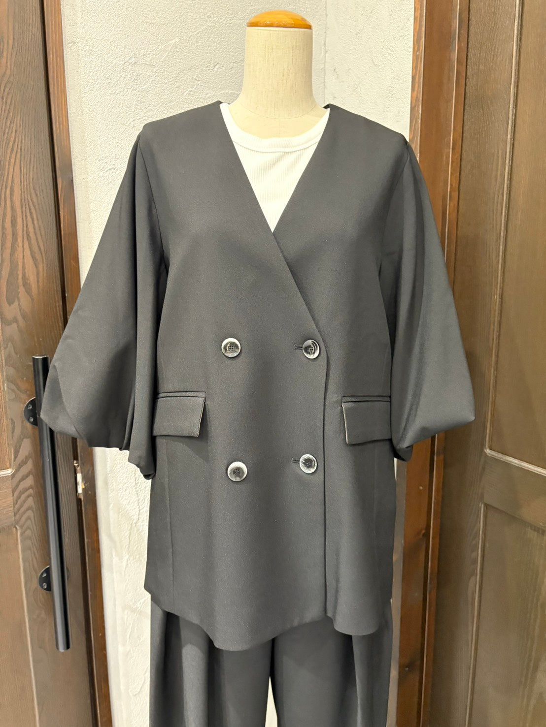 【MARGAUX VINTAGE】バルーンスリーブノーカラージャケット
