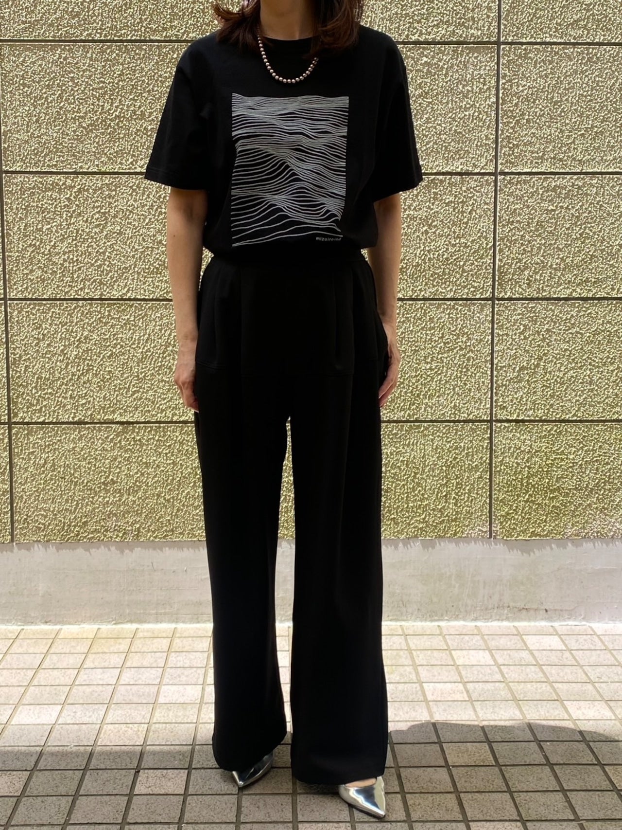 【mizuiro ind】 surface water print Teeカットソー