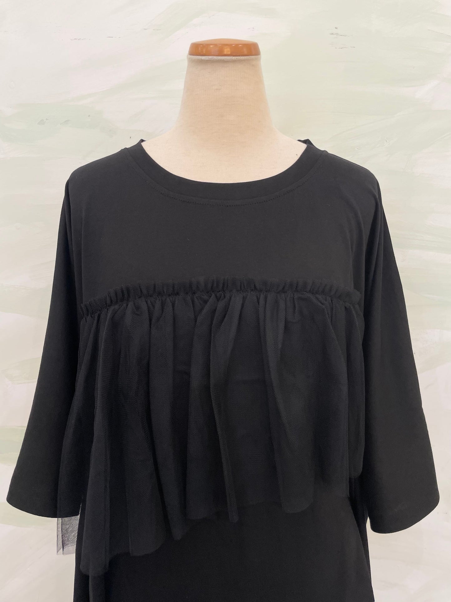 【botanical】チュールフリル切替　アシメカットトップス